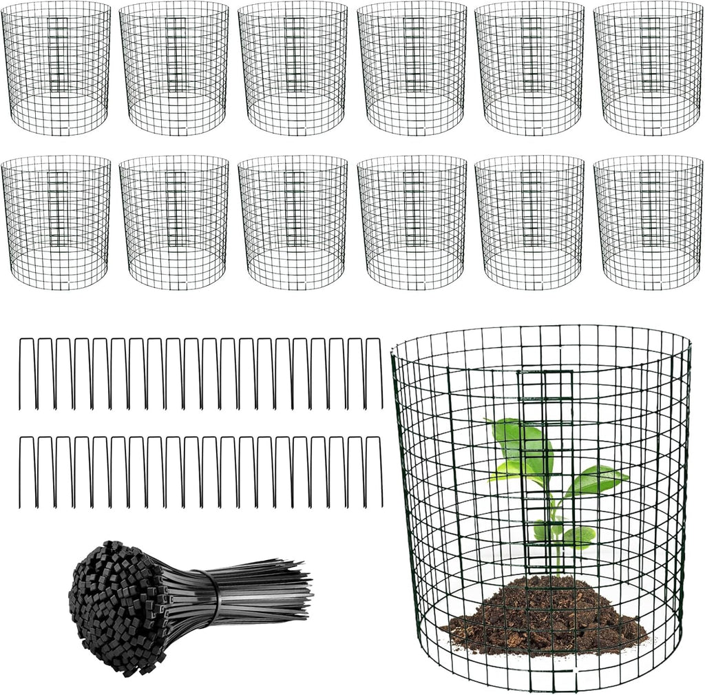 12 Packs 14'' Dia x 14'' H Plant Wire cage 24 Pcs Metal Plant Protection Mesh Plant Cages Bunny Barricades Plant Protection Wire Cage for Flowers Vegetables Protection from Animals