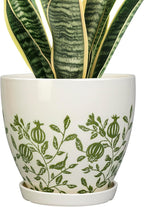 Ceramic Planter - 8.2 Inch Plant Pot for Indoor Outdoor Plants, Boho Round Ceramic Flower Pot with Drainage Hole and Saucer, Gifts for Plant Lovers, Home Garden Apartment Decor, White