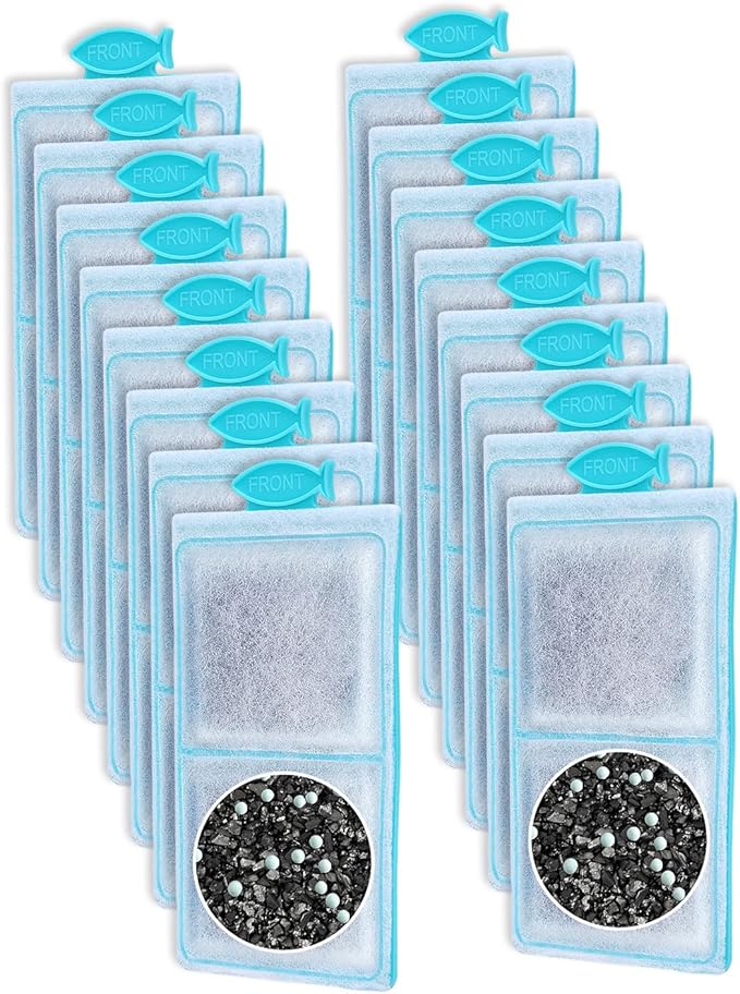 16 Pack Fish Tank Filters Compatible with Top Fin PF-S Filter Cartridge, Upgraded PF-S Small Fish Tank Filters Compatible with Top Fin PF10 Power Filters, Fit for Topfin Aquarium Filter