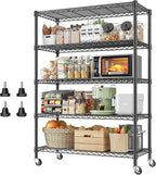 REIBII 73''H Storage Shelves 1660LBS Wire Shelving Unit with Wheels 5 Tier Metal Shelving,Heavy Duty Metal Shelves for Storage Rack,73''HX35''WX15''D