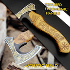 SHINY CRAFTS-Viking axe bearded axe tomahawk birthday gifts-Viking Axe with Carbon Steel Head and Ash Wood Handle is black polished, Viking Gifts for Men with Premium Quality Leather Sheath (SCA-0025)