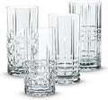 Nachtmann Highland Collection Crystal 6” Long Drink Glasses, Set of 4, With Different Glass Patterns, For Cocktails or Non- Alcoholic Beverages,445 ml, Dishwasher Safe