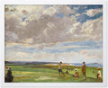 Poster Master Vintage Lady Astor Playing Golf at North Berwick Painting Poster - Retro Golf Course Print - Golf Art - Sports Art - Landscape Art - Office or Living Room Decor, 8x10 White Framed