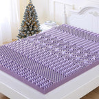 MUXHOMO 3 Inch 7-Zone Cal King Mattress Topper, Egg Crate Foam Mattress Topper Cal King Size for Back Pain, Lavender Cooling Gel Infused Bed Pad, CertiPUR-US and Oeko-TEX Certification (83"×71")