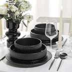 Christian Siriano Lusso 16-Piece Dinnerware Set Stoneware, Black