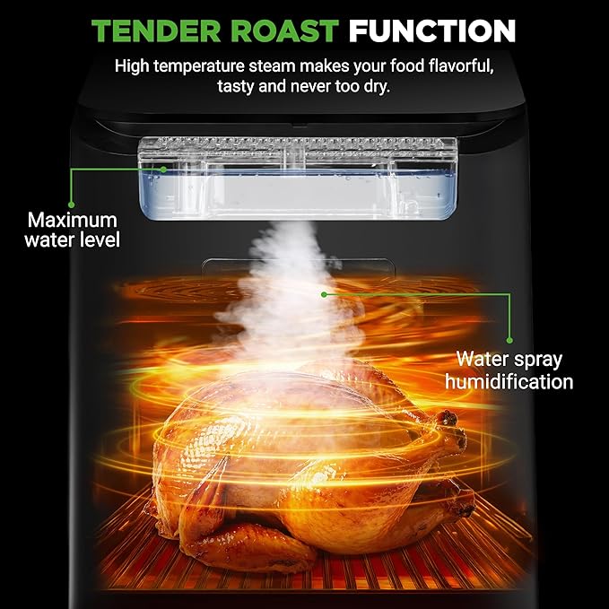 Nutrichef Electric Air Fryer Tenderizer 6.3 Quart | 12-1 Preset Cooking Functions | Includes Tenderizing Function | Digital Display | Transparent Window For Best Cooking Results | Black