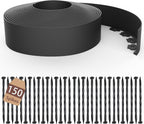 4 inch Tall Landscape Edging Kit 80FT Garden Edging with 150 Spikes for Lawn Edging and Flower Beds (Black, 80FT)