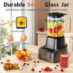 Blender for Shakes and Smoothies With 54oz Glass Jar, 4 Speed Settings, Countertop Blender for Frozen Fruit Drinks, Smoothies, Sauces, 750 Watts, Gray