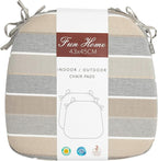 Outdoor Chair Cushions Set of 2,Patio Seat Cushion 17"x16"x2",U-Shaped Dining Chair Cushion 17 by 16 Inch,Water Resistant,Fade-Resistant Chair Pads for Kitchen Garden Furniture(Gray Stripe)