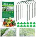 10 X 33 FT Garden Mesh Netting Kit Pest Barrier for Raised Beds, Fruit Tree Netting with 6 Sets Garden Hoops & 12 Clips for Cicadas Bird Insect, Blueberry Bush Netting Cover for Garden Protection