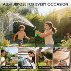 Garden Hose 25 FT, Non-Expanding Lightweight Water Hose with 10 Function Nozzle, Flexible, Kink Free, Wear-Resistant Fabric Leak Proof Garden Hoses for Outdoor, Yard, Lawn, Car, Marine, RV, Pet Bath