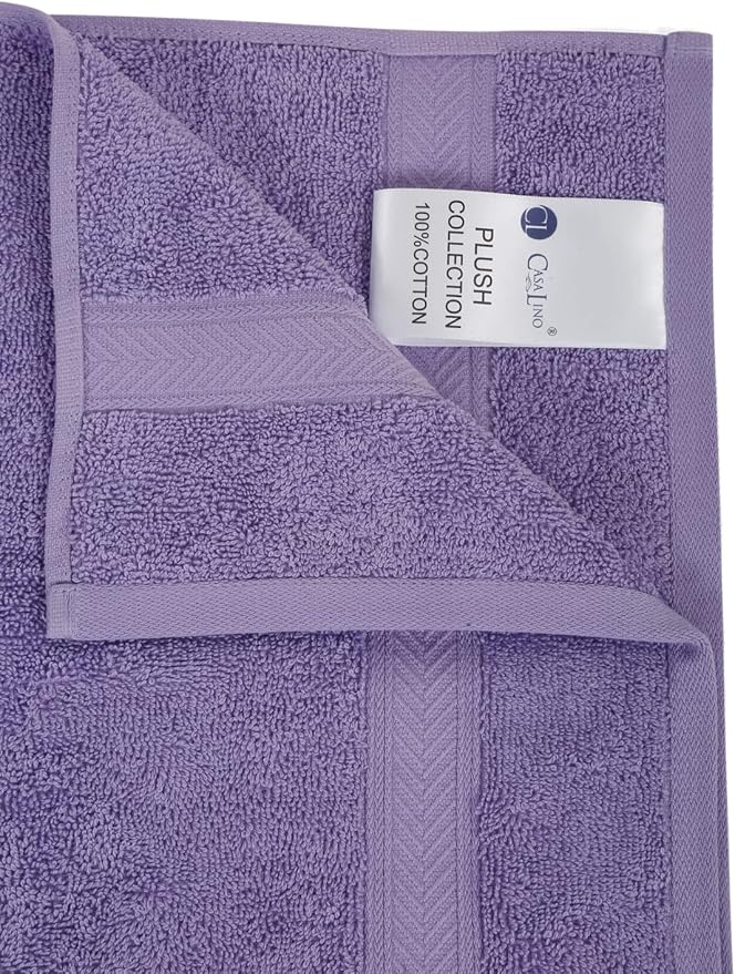 Casa Lino Face Towels & Body Wash Cloths for Showering - 100% Cotton Wash Cloths for Bathroom - Highly Absorbent & Quick Drying Washcloth Set - Cotton Washcloths 24 Pack (12" x 12") - (Purple)