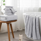4 Piece Bath Towel Set 35"x70"Oversized Bath Towel for Bathroom Ultra Soft Fluffy Extra Large Bath Sheet Luxury Premium Bathroom Towel Highly Absorbent Quick Dry Shower Towel for Hotel Spa,Black White