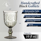 Yungala Black Wine Glasses set of 6 smoke glass goblets, black glassware made from dishwasher friendly colored glass smoke - black goblets