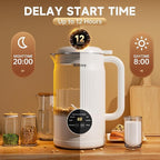 Nut Milk Maker Machine, Automatic Nut Milk Maker Almond Homemade Milk, Plant-Based Milk Almond Milk Maker, 40oz Soy Milk Maker Delay Start/Self Clean/Boil Water/Keep Warm (White)