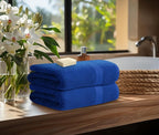 Avalon Towels Luxury 8 Piece Towels Set, 2 Bath Towels, 2 Hand Towels and 4 Washcloths, 600 GSM 100% Ring Spun Cotton Highly Absorbent Bathroom Towel Set, Ideal for Hotel, Spa and Gym (Royal Blue)