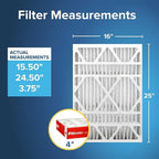 Filtrete 16x25x4 (SlimFit) AC Furnace Air Filter, MPR 1000, MERV 11, Allergen Defense, Electrostatic Air Cleaning Filter, 2-Pack (actual size 15.5 x 24.5 x 3.75 in)