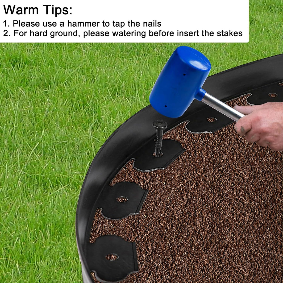 JERIA 2 Inch Tall 66 FT Garden Edging Kit with 90pcs Spikes, Plastic Edging for Landscaping