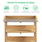Yaheetech Potting Bench Outdoor Console Table w/3-Tier Storage,Natural Wood