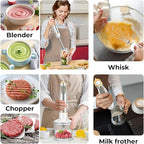 KOIOS Immersion Blender, 1100W 5-in-1 Multi-Purpose Hand Blender, 12-Speed, 600ml Beaker, 500ml Chopper, Egg Whisk, Milk Frother, White