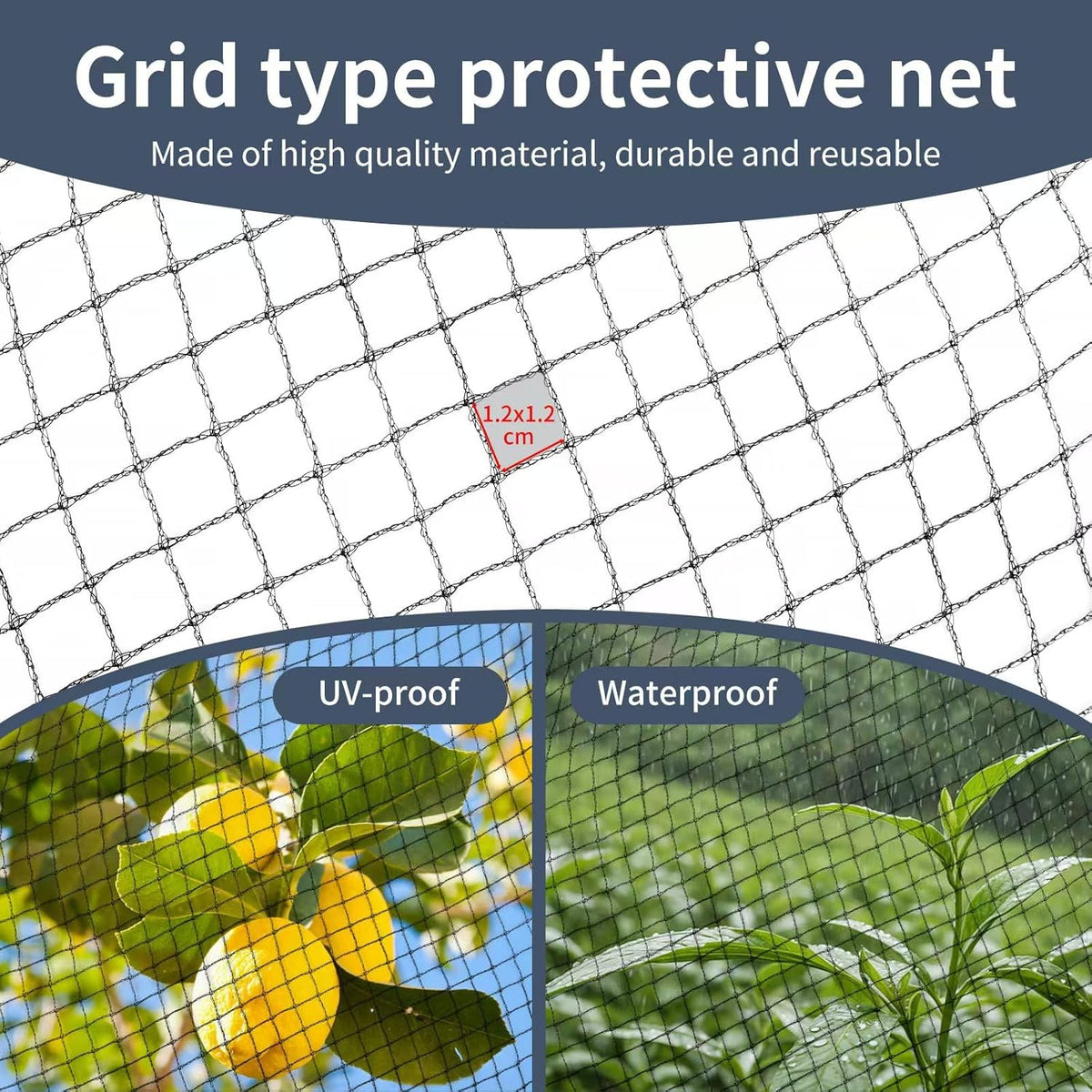 Garden Netting, 15ft x 50ft Black Bird Netting Heavy Duty,Rabbit,Squirrels,Anti Birds,Larger Bees,Deer,Chicken,Cardinals，Animal Fencing for Fruit Tree & Vegetable Garden