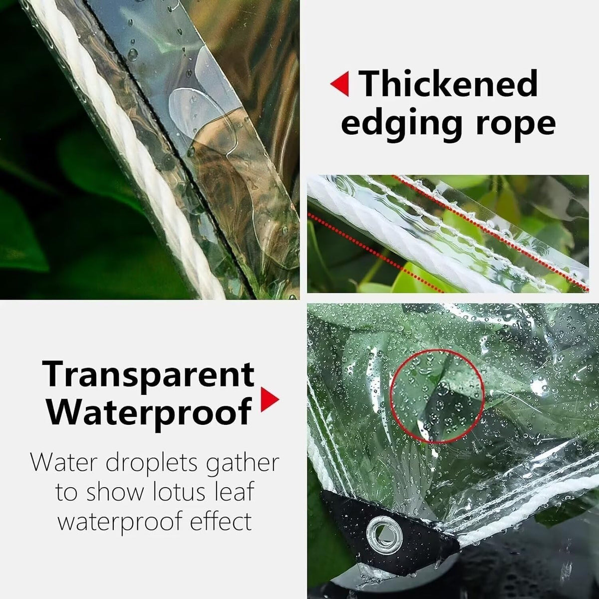 10' X 15' Clear Vinyl Tarp, 14 Mil Clear Tarps Heavy Duty Water Resistant, 400g/m² Thickened Tear Resistant with Metal Grommets, for Patio Porch and Garden Chicken Coop