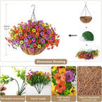 ZFProcess Artificial Faux Hanging Plants Flowers Basket for Spring Summer Outdoor Decoration, Fake Silk Daisy in Planter Realistic UV Resistant Look Real for Porch Home Patio Balcony Yard(Multicolor)