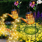 VOOKRY 2 Pack Butterfly Metal Solar Watering Can Lights, Solar Lights Outdoor Waterproof, Gifts for Women Mom Grandma Mother's Day, Hanging Lanterns Decorative Garden Decor for Outside Yard Patio Lawn