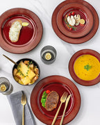 GBHOME Ceramic Dinnerware Sets,12 pcs Embossed Elegant Stoneware Plates and Bowls Sets, Housewarming Wedding Gift | Dishwasher & Microwave Safe | Dishes Set Service for 4