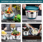 LIANYU Stainless Steel Nesting Mixing Bowls Set of 6, Non-slip Bottom & Airtight Lids, Size 7, 3.5, 2.5, 2, 1.5, 1QT, Large Metal Bowls for Cooking, Baking, Food Storage, Dark Blue