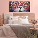 Zoyotago Large Canvas Wall Art Colorful Flower Tree Picture Gray Backgrounds Canvas Prints Ready to Hang for Bedroom Living Room Size 20x40