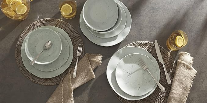Oneida 895952 Terrazzo Melamine Mint 12 Piece Dinnerware Set, Lightweight Melamine Material