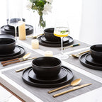 AmorArc Stoneware Dinnerware Sets for 4,Reactive Ceramic Plates and Bowls Set,Highly Chip and Crack Resistant | Dishwasher & Microwave Safe | Round Dishes Set Service for 4 (12pc)
