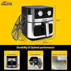 8.5QT Air Fryer, Upgraded Family Size Capacity, Visual Window, Square Basket Dials Stainless Steel Air Fryers, Reheat Leftovers, Easy Cooking for Healthier Breakfast & Dinner in Minutes