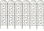 6 Pack Metal Garden Trellis 86.7" Tall Outdoor Climbing Plant Support for Roses, Flowers, Rustproof Durable Black Galvanized Tube, Lawn Garden Fence Decor Screen (6, Brown-86.7" H)