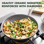 GreenPan Lima Hard Anodized 12" Frying Pan Skillet with Lid, Ceramic Nonstick, PFAS-Free Nontoxic Pots and Pans, Oven & Broiler Safe, Stainless Steel Handle, Cookware for Eggs & Omelet, Gray