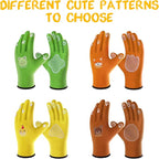 COOLJOB Breathable Toddler Work Gloves for Gardening Boy Girl Ages 4-6 Medium, Nylon Kids Garden Gloves with Grip, Children Yard Gloves for Digging Weeding Landscaping, Yellow & Brown, 2 Pairs