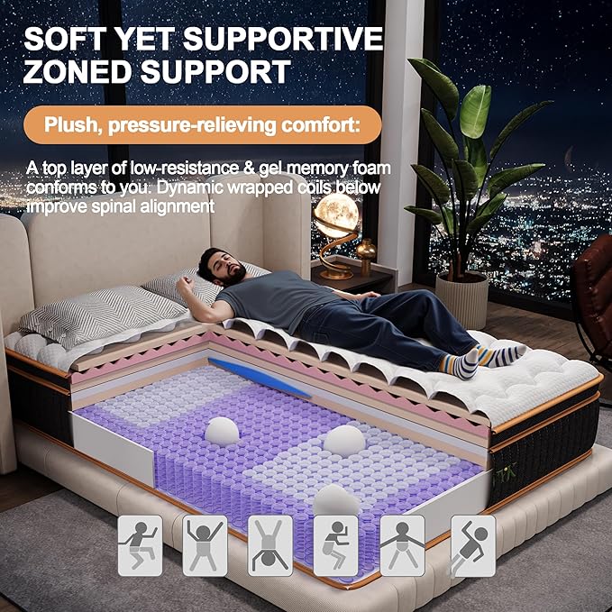 Full Mattress 10 Inch, Hybrid Mattress Queen Size Bed in a Box, Memory Foam and Individual Pocket Springs, Edge Support, Motion Isolation & Pressure Relief, Medium Firm, 365-Night Trial