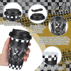 Yungyan 16 Sets Checkered Flag Party Favors Goodie Cups with Lids and Straws for Birthday Decorations Reusable 16oz Plastic Candy Cups Plastic Straws for Birthday Party (Checkered Flag)