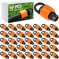 Tujoe 50 Pcs 5/8" Drip Irrigation Tubing End Cap Plugs with Loop Orange Leak Proof Barbed Locking Fittings Compatible with Most 16-17 mm Drip Tube for Garden Agriculture Sprinkler System