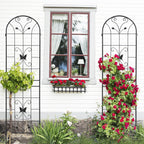 2 Pack Metal Garden Trellis 86.7" Black Fence Rustproof Garden Trellis for Climbing Plants Support Roses Flower Outdoor Lawn, Black