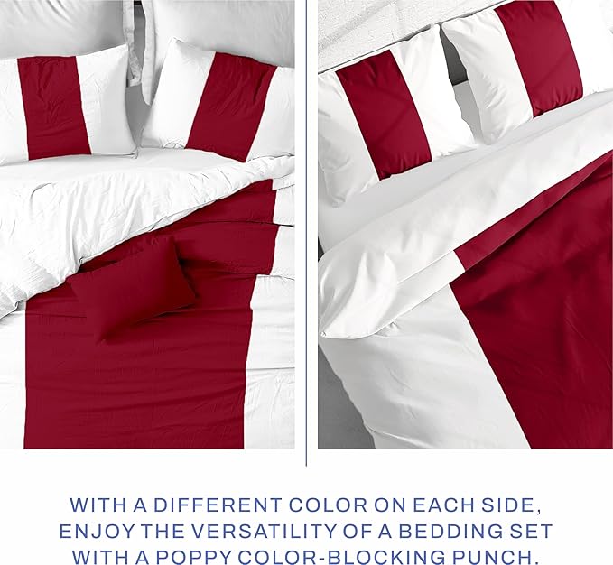 Kotton Culture 1 Pc Twin Size Duvet Cover Only -100% Egyptian Cotton Sateen 600 Thread Count Ultra Soft Premium Durable Comforter Cover Zipper Closure & Corner Ties (Snow Red, Twin/Twin XL 68" X 90")