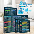 Air Fryer Magnetic Cheat Sheet Set - Air Fryer Accessories Cookbook - Pressure Cooker Magnet Sheet As Seen on The Today Show - Quick Reference Guide for Cooking and Frying (Black Bundle)