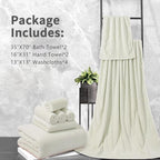 8-Piece Premium Towel Set for Bathroom|2 Oversized Large Bath Sheet,2 Hand Towels,4 Washcloths|Soft Cozy Highly Absorbent Fast Dry Microfiber Shower Towel Set for Hotel Bathroom Essentials,Green White