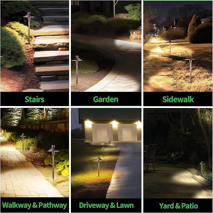 Landscape Path Lights, 3000K/4000K/5000K Selectable Pathway Lights, 12V Low Voltage Wired, LED Outdoor Waterproof, 5W 150LM ORB Aluminum for Yard Walkway Driveway Garden