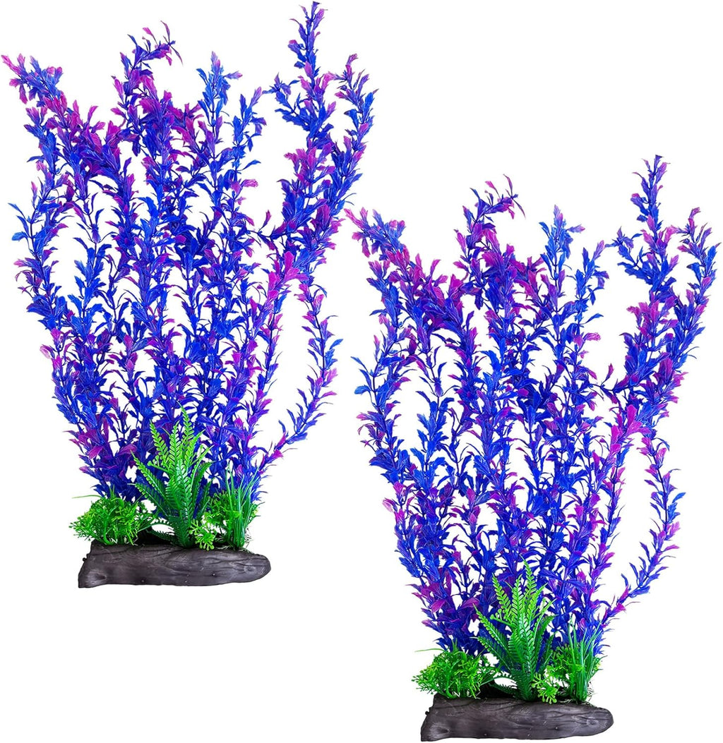 Hamiledyi Aquarium Plastic Plants Aquarium Decor Artificial Fish Tank Plants,Tall Fish Tank Decorations, Extra Large Aquarium Plant 20.4-inch Tall,2PCS