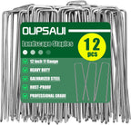 12 Inch 11 Gauge Galvanized Landscape Staples Stakes for Decoration, 12/25/100pcs Garden Metal Stakes for Weed Barrier Fabric, Fence Stakes, Tent Stakes (12in,12pcs)
