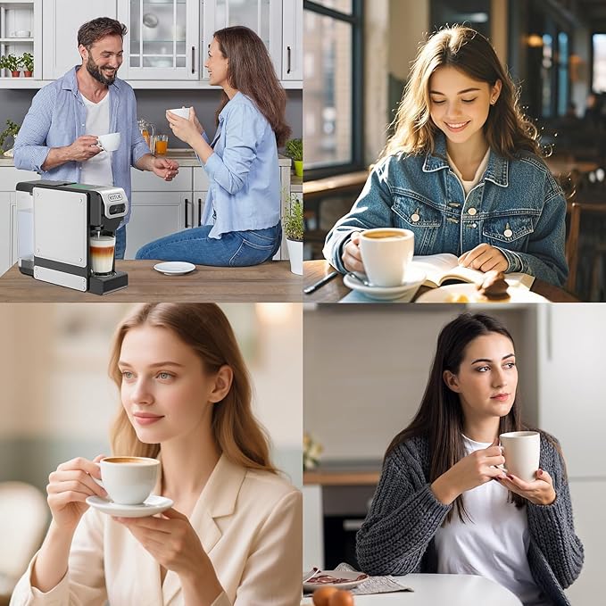 KOTLIE ST-550 Single Serve Coffee Maker, Espresso Capsule Coffee Maker for K*cup capsule/Ne*s Original/Dol*e Gu*to and Ground Coffee, 19Bar, 1L, Compact（Black）