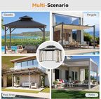 Covered Outdoor Universal Gazebo Mosquito Netting Replacement - 10' x 12' 4-Panel Screen Walls with Double Zipper for Outdoor Patio Canopy Garden Gazebos, Slate Gray and Beige