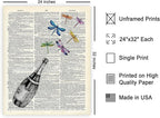 Poster Master Dictionary Art Poster - Champagne Bottle Print - Dragonfly Art - Alcohol Art - Gift for Men, Women & Bartender - Great Decor for Bar, Kitchen or Restaurant, 24x32 Unframed Wall Art